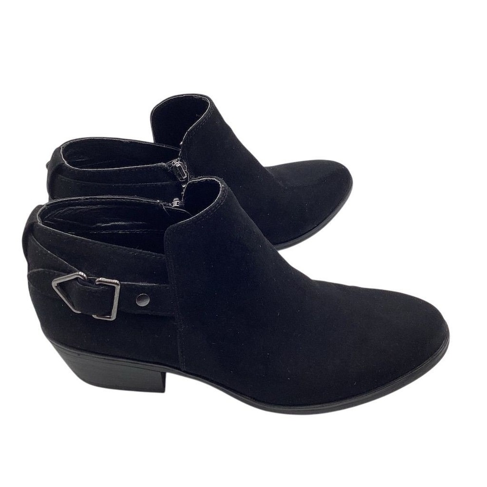 Xappeal Women's Black Faux-Suede Ankle Booties Size 9.5 with Side Buckle